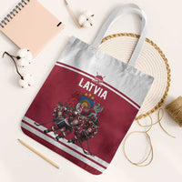 Latvia Hockey Pride Tote Bag Baltic Ice Warriors