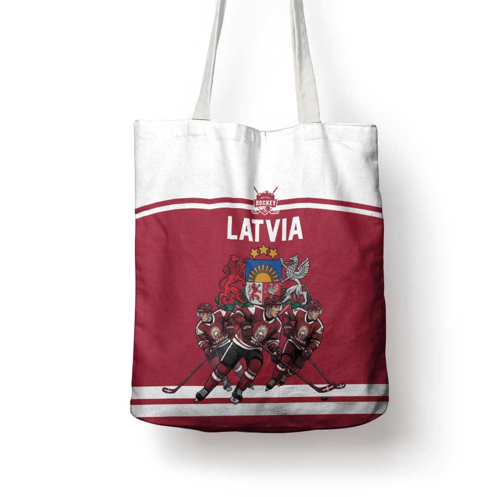 Latvia Hockey Pride Tote Bag Baltic Ice Warriors
