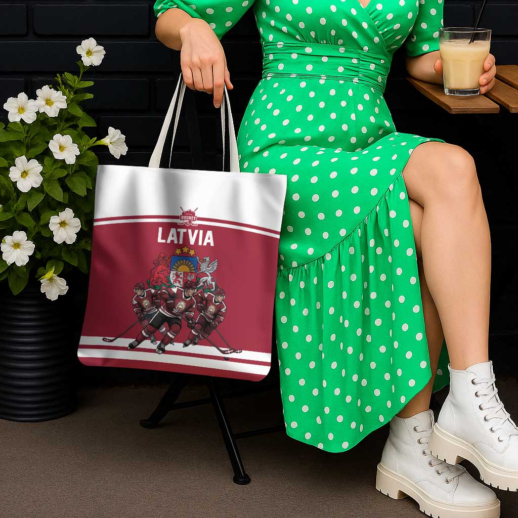 Latvia Hockey Pride Tote Bag Baltic Ice Warriors
