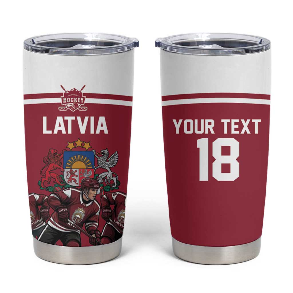 Latvia Hockey Pride Custom Tumbler Cup Baltic Ice Warriors