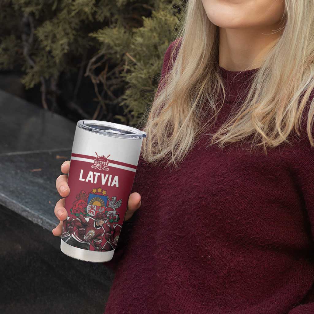 Latvia Hockey Pride Custom Tumbler Cup Baltic Ice Warriors