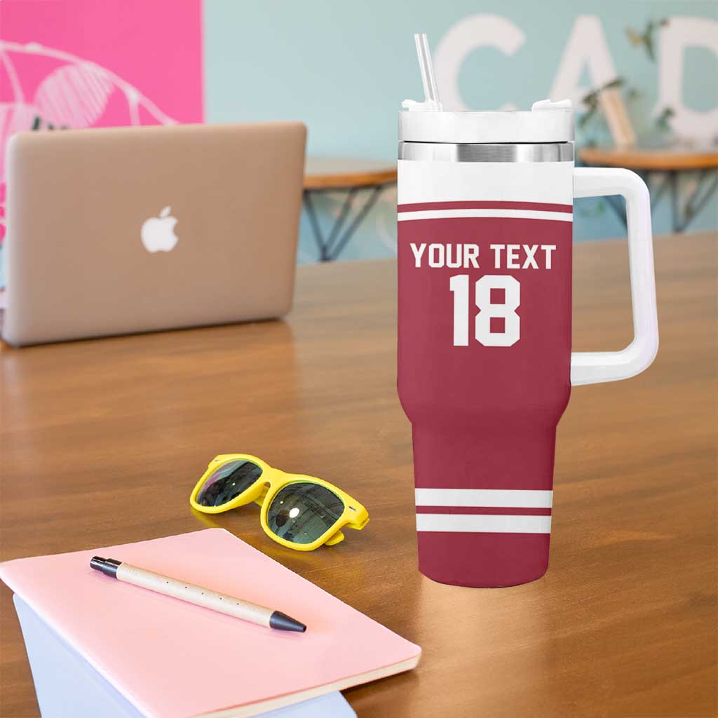 Latvia Hockey Pride Custom Tumbler With Handle Baltic Ice Warriors