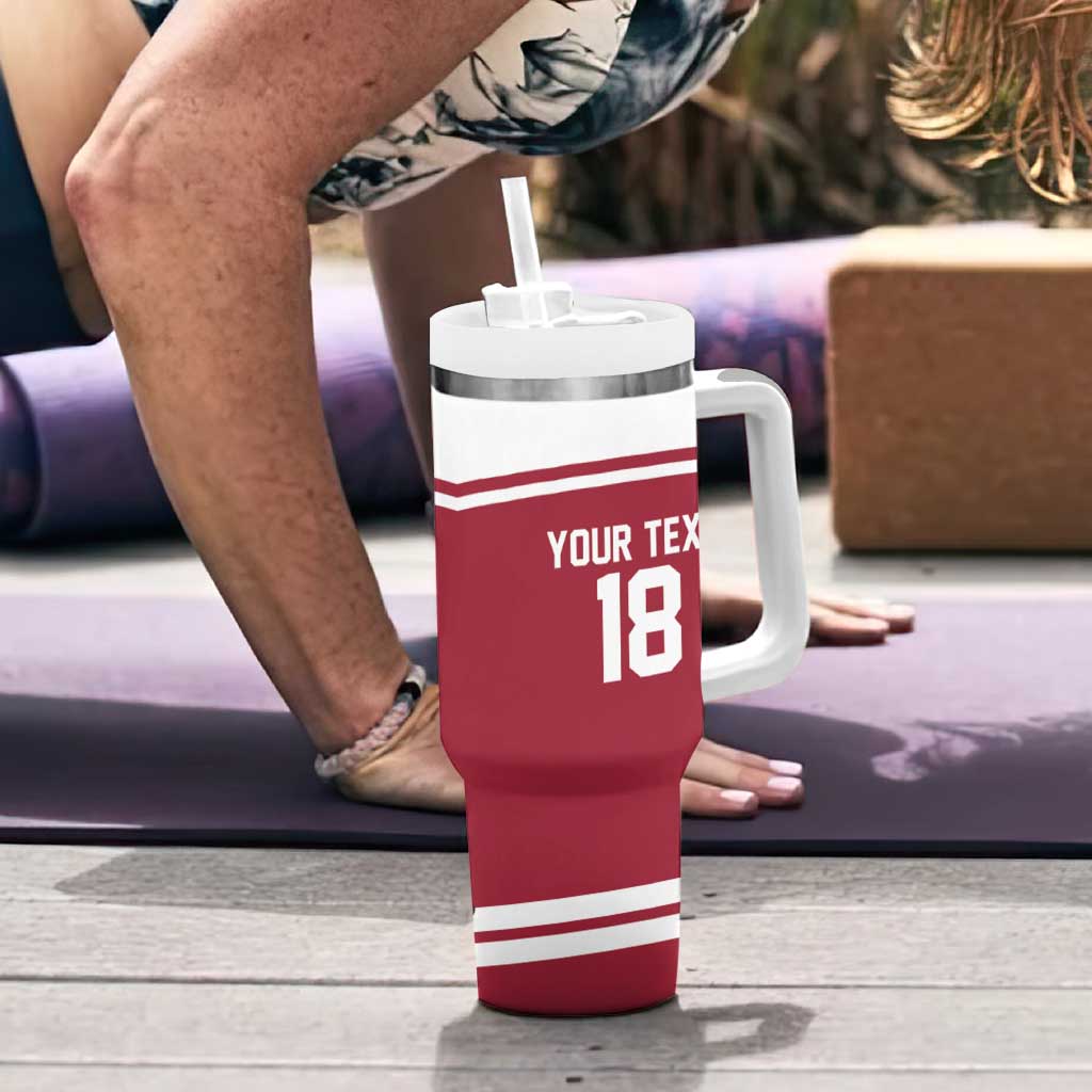Latvia Hockey Pride Custom Tumbler With Handle Baltic Ice Warriors