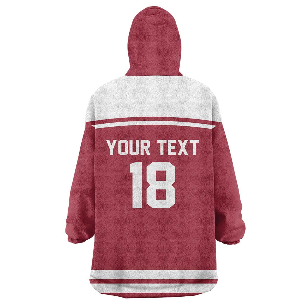 Latvia Hockey Pride Custom Wearable Blanket Hoodie Baltic Ice Warriors