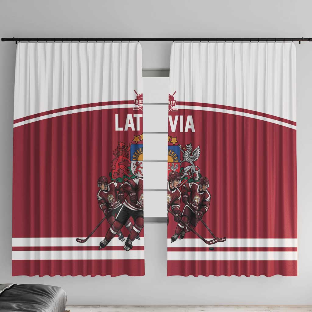 Latvia Hockey Pride Window Curtain Baltic Ice Warriors