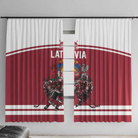 Latvia Hockey Pride Window Curtain Baltic Ice Warriors