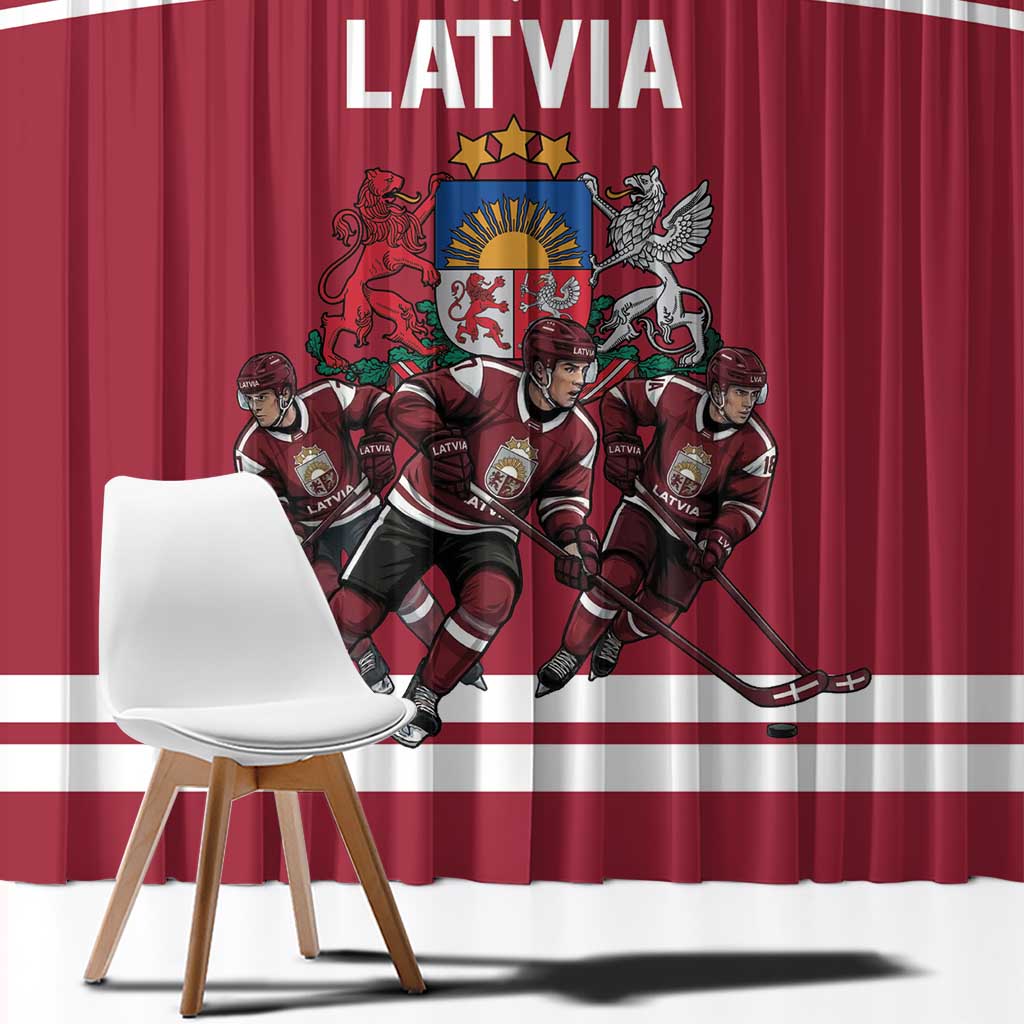 Latvia Hockey Pride Window Curtain Baltic Ice Warriors
