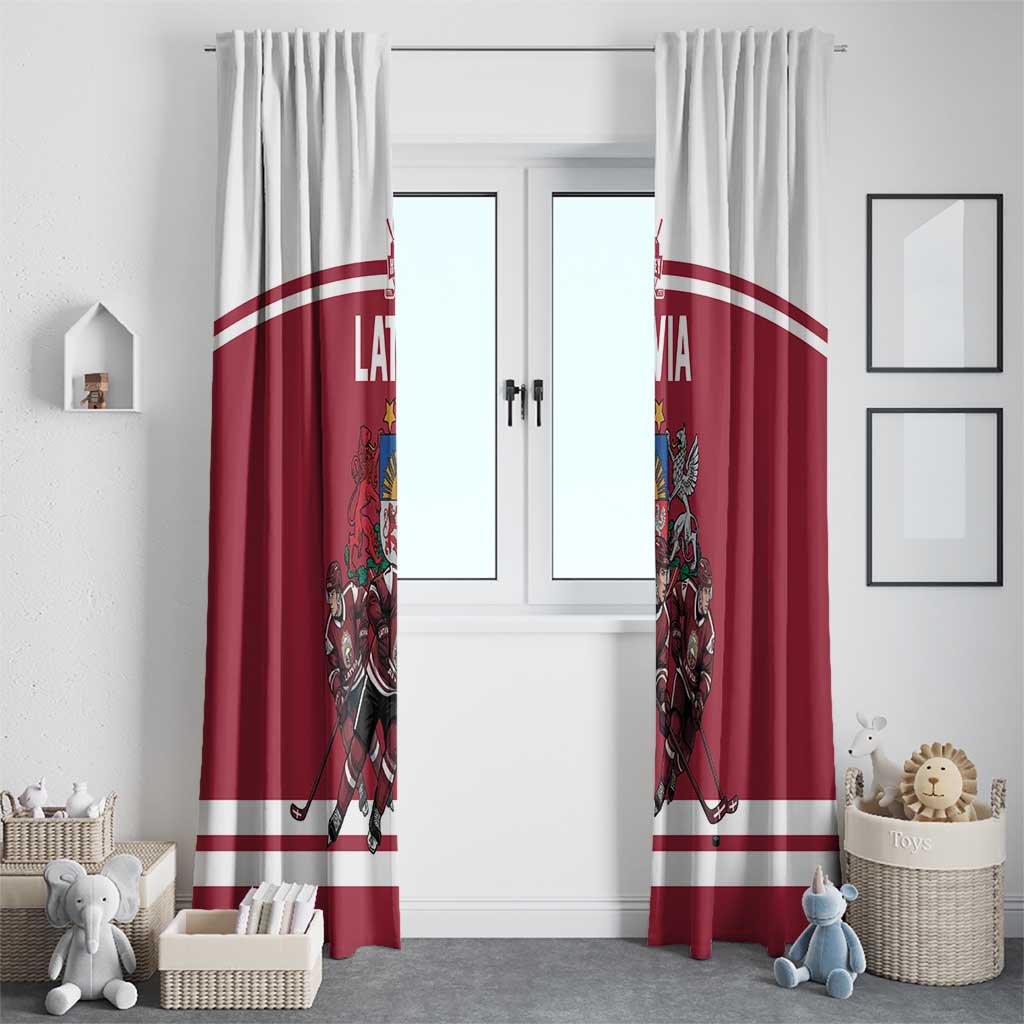 Latvia Hockey Pride Window Curtain Baltic Ice Warriors