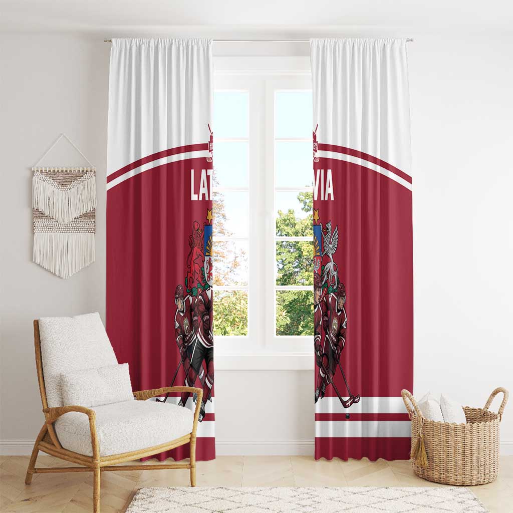 Latvia Hockey Pride Window Curtain Baltic Ice Warriors