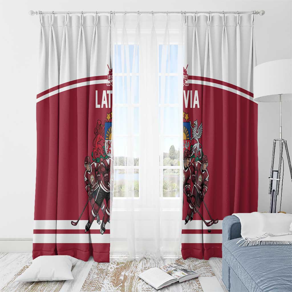 Latvia Hockey Pride Window Curtain Baltic Ice Warriors