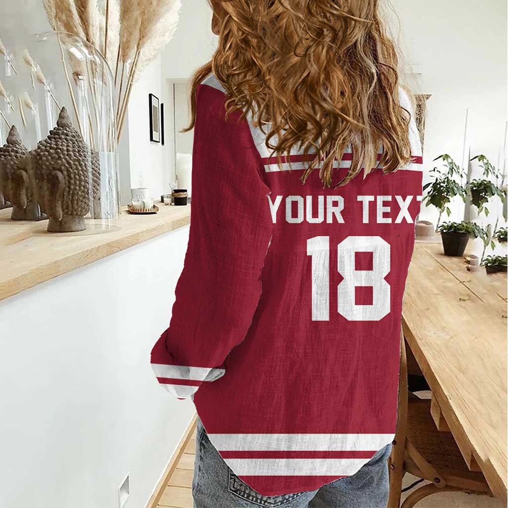 Latvia Hockey Pride Custom Women Casual Shirt Baltic Ice Warriors