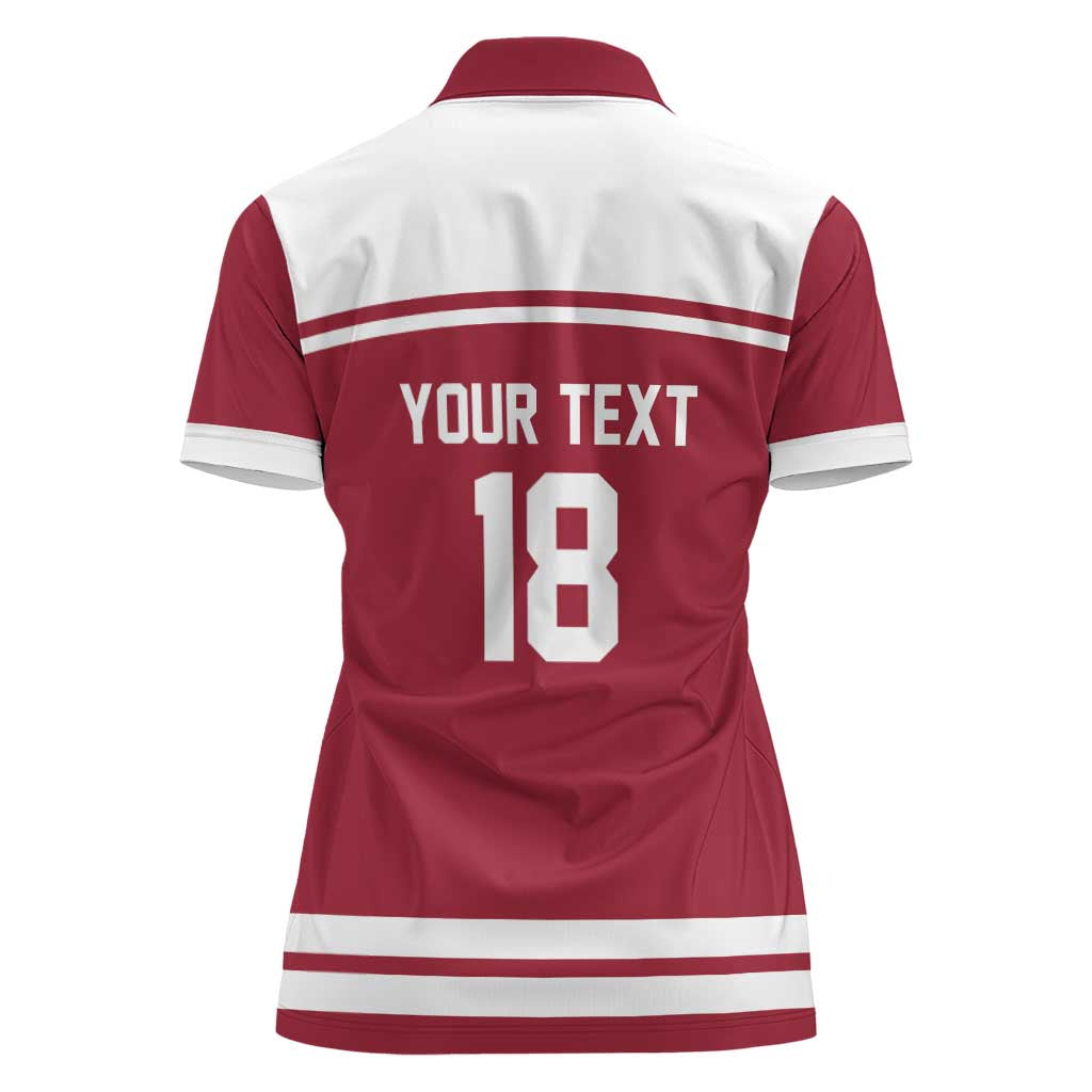 Latvia Hockey Pride Custom Women Polo Shirt Baltic Ice Warriors