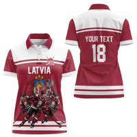 Latvia Hockey Pride Custom Women Polo Shirt Baltic Ice Warriors