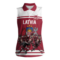 Latvia Hockey Pride Custom Women Sleeveless Polo Shirt Baltic Ice Warriors