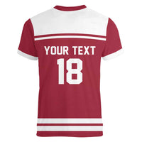 Latvia Hockey Pride Custom Women V-Neck T-Shirt Baltic Ice Warriors