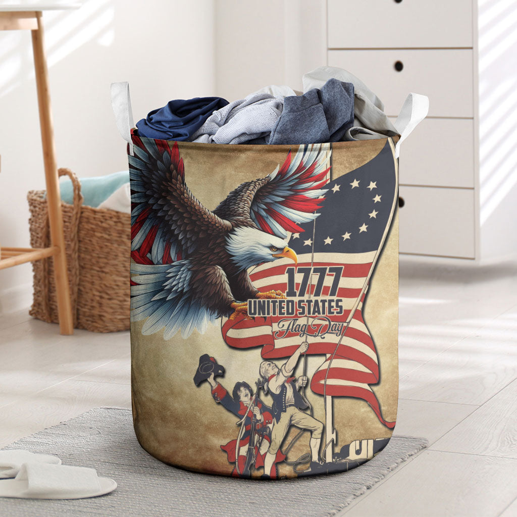 United States Flag Day Eagle 1777 Laundry Basket Patriotic American Flag