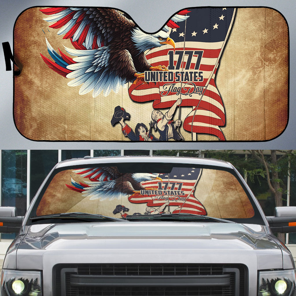 United States Flag Day Eagle 1777 Auto Sun Shade Patriotic American Flag