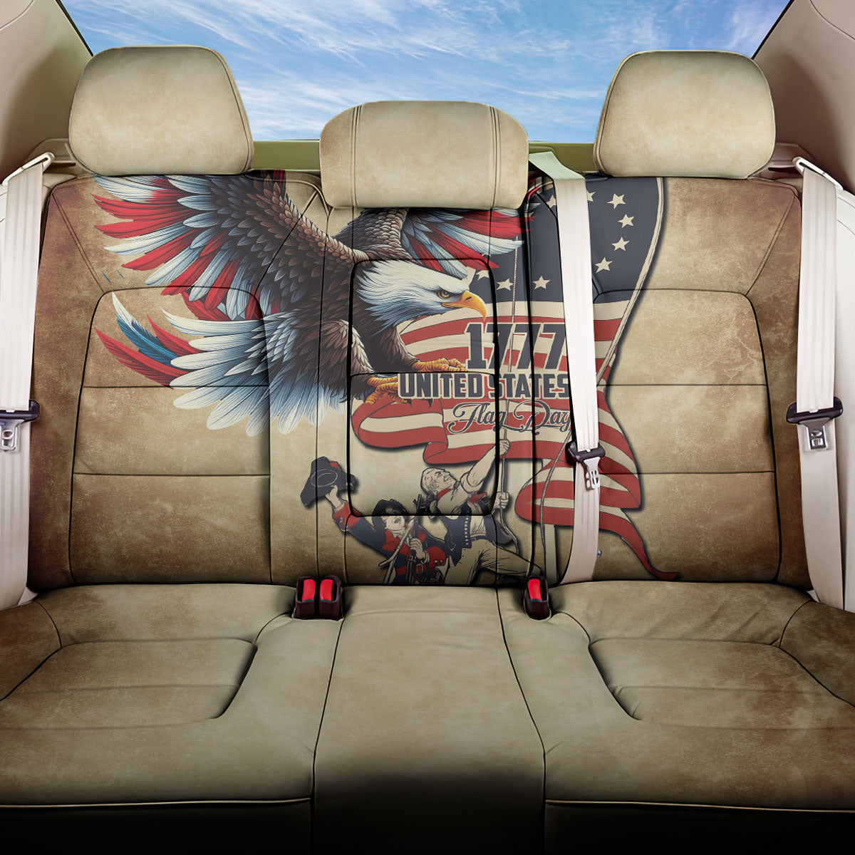United States Flag Day Eagle 1777 Back Car Seat Cover Patriotic American Flag
