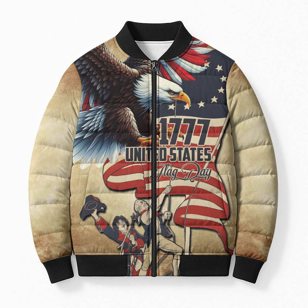 United States Flag Day Eagle 1777 Bomber Puffer Jacket Patriotic American Flag