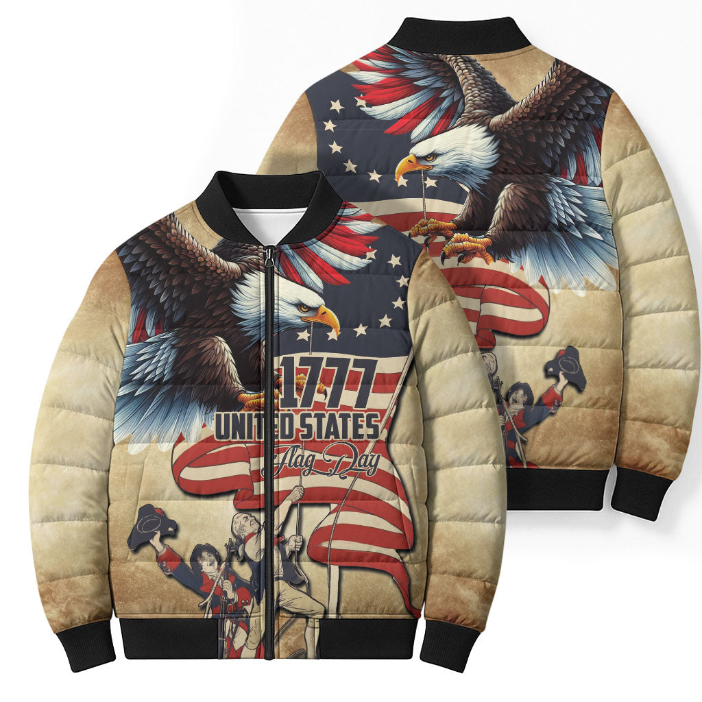 United States Flag Day Eagle 1777 Bomber Puffer Jacket Patriotic American Flag