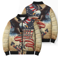 United States Flag Day Eagle 1777 Bomber Puffer Jacket Patriotic American Flag