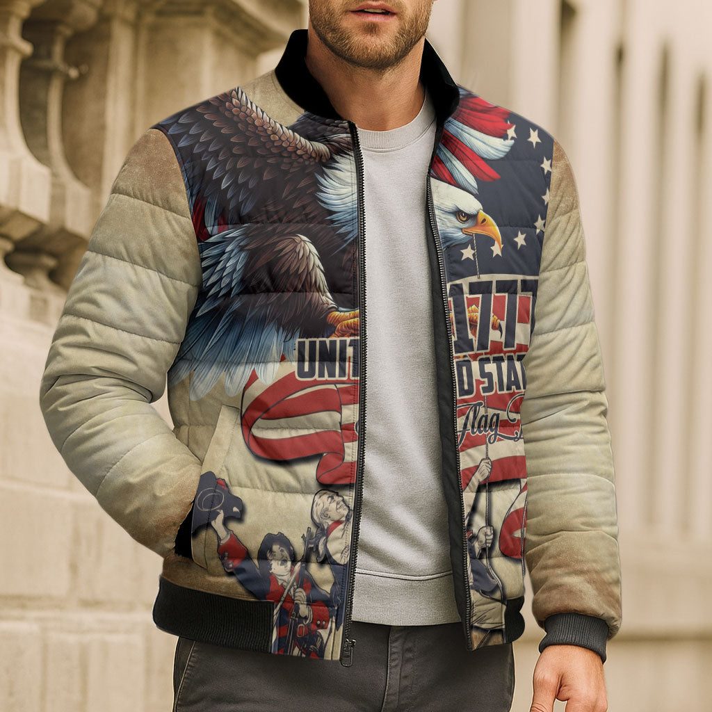 United States Flag Day Eagle 1777 Bomber Puffer Jacket Patriotic American Flag