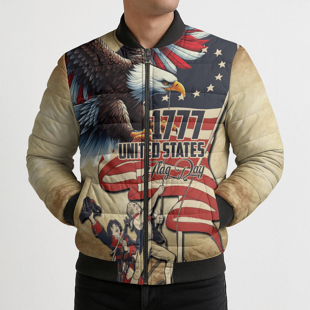 United States Flag Day Eagle 1777 Bomber Puffer Jacket Patriotic American Flag
