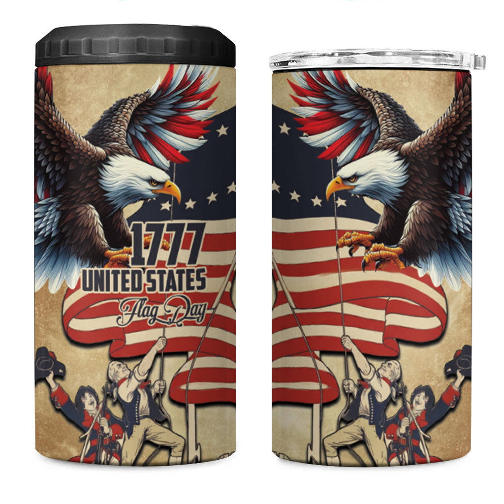 United States Flag Day Eagle 1777 4 in 1 Can Cooler Tumbler Patriotic American Flag