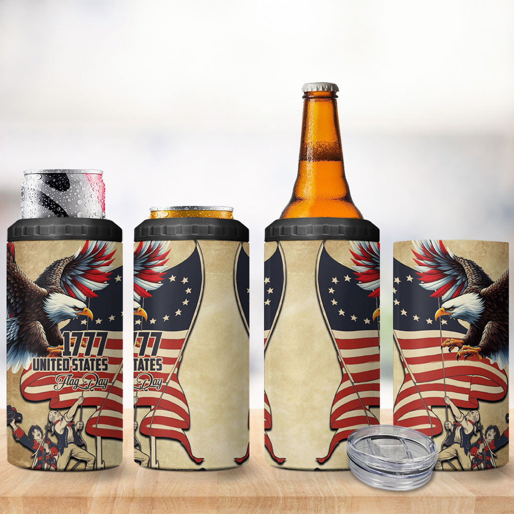 United States Flag Day Eagle 1777 4 in 1 Can Cooler Tumbler Patriotic American Flag