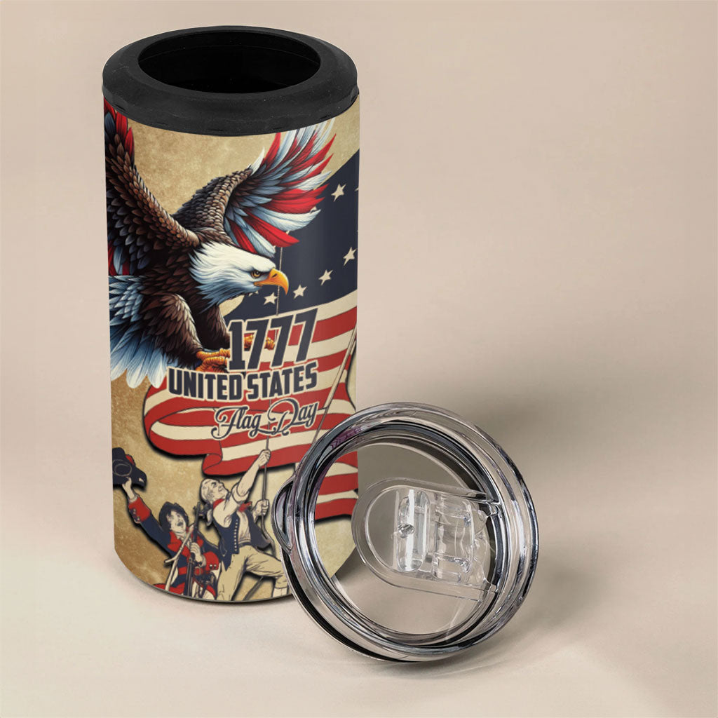 United States Flag Day Eagle 1777 4 in 1 Can Cooler Tumbler Patriotic American Flag