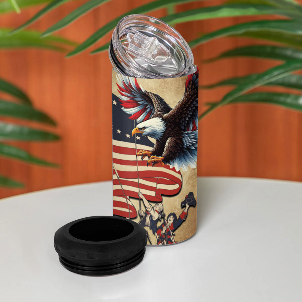 United States Flag Day Eagle 1777 4 in 1 Can Cooler Tumbler Patriotic American Flag