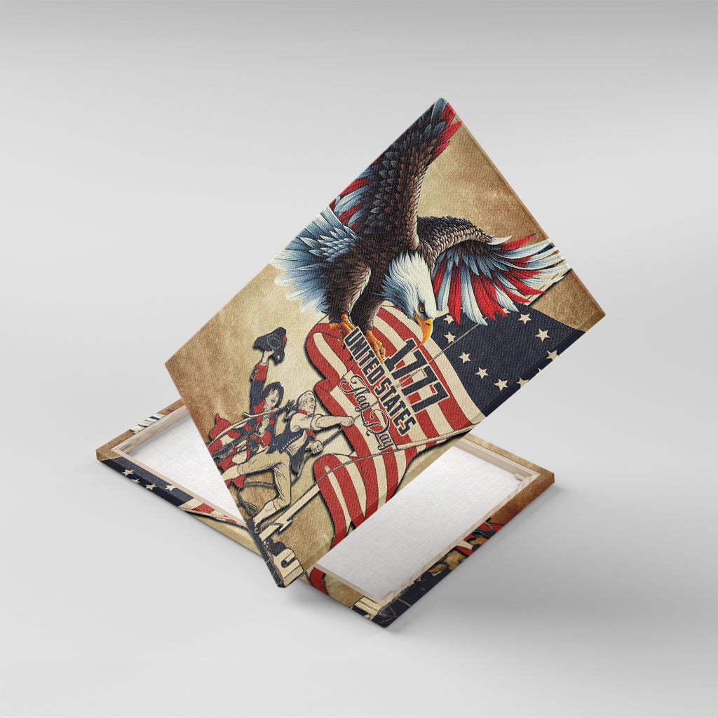 United States Flag Day Eagle 1777 Canvas Wall Art Patriotic American Flag