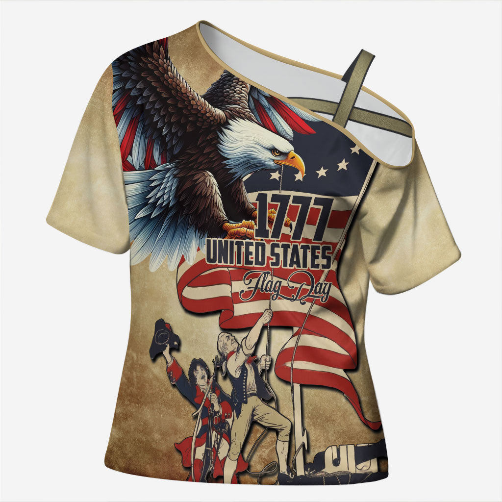 United States Flag Day Eagle 1777 Cross Shoulder Shirt Patriotic American Flag