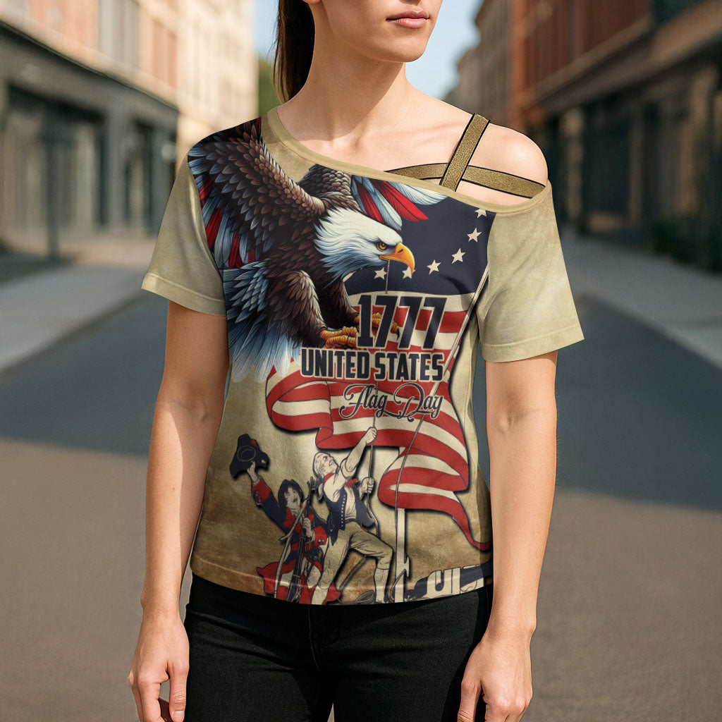 United States Flag Day Eagle 1777 Cross Shoulder Shirt Patriotic American Flag