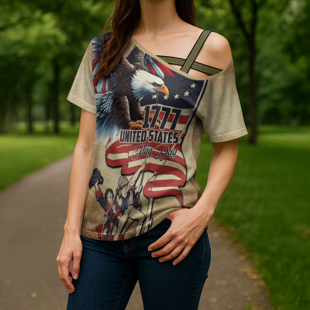United States Flag Day Eagle 1777 Cross Shoulder Shirt Patriotic American Flag