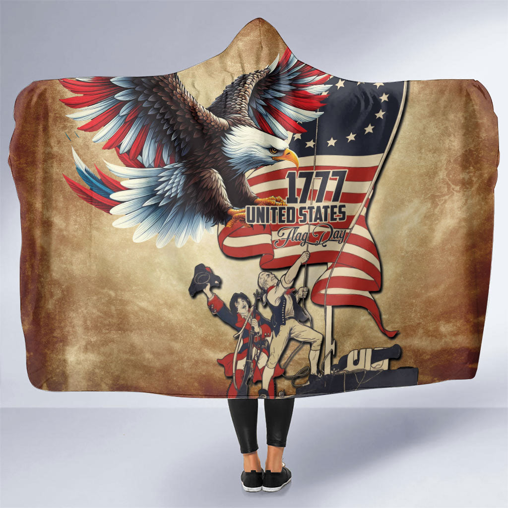 United States Flag Day Eagle 1777 Hooded Blanket Patriotic American Flag