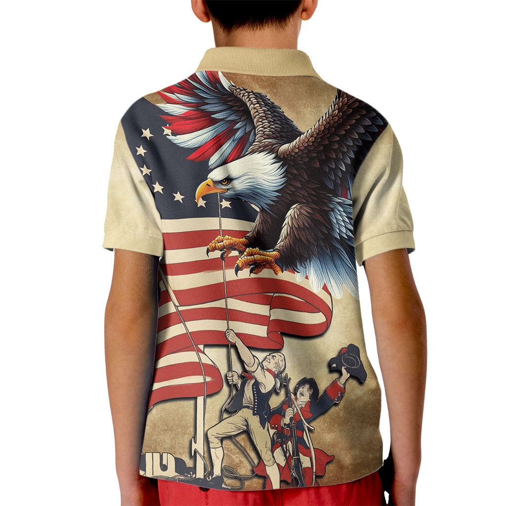 United States Flag Day Eagle 1777 Kid Polo Shirt Patriotic American Flag