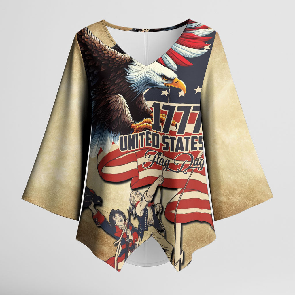 United States Flag Day Eagle 1777 Kimono Sleeve Blouse Patriotic American Flag