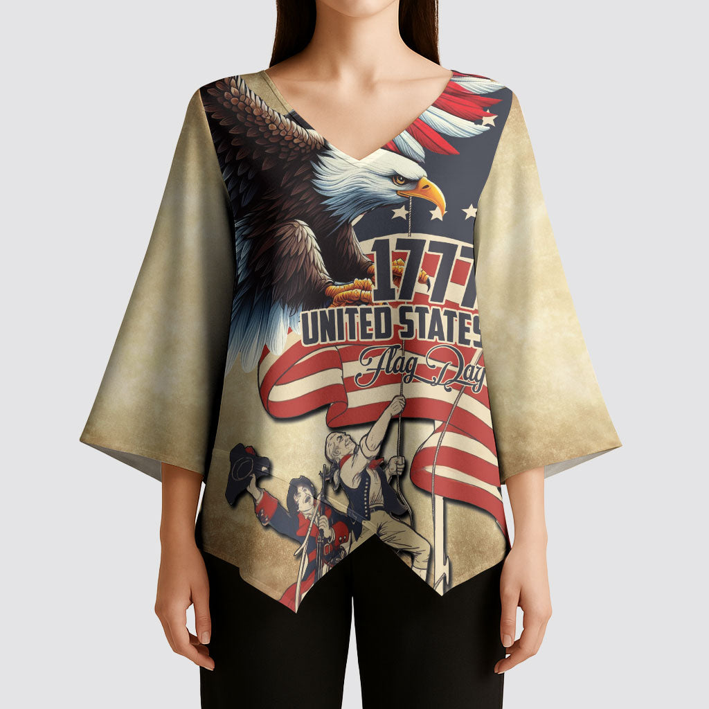 United States Flag Day Eagle 1777 Kimono Sleeve Blouse Patriotic American Flag