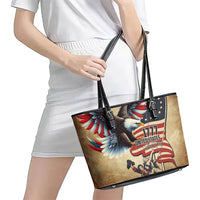 United States Flag Day Eagle 1777 Leather Tote Bag Patriotic American Flag