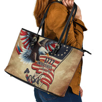 United States Flag Day Eagle 1777 Leather Tote Bag Patriotic American Flag