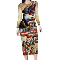 United States Flag Day Eagle 1777 Long Sleeve Bodycon Dress Patriotic American Flag