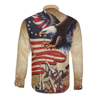 United States Flag Day Eagle 1777 Long Sleeve Button Shirt Patriotic American Flag