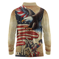 United States Flag Day Eagle 1777 Long Sleeve Polo Shirt Patriotic American Flag
