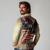 United States Flag Day Eagle 1777 Long Sleeve Polo Shirt Patriotic American Flag