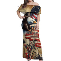 United States Flag Day Eagle 1777 Off Shoulder Maxi Dress Patriotic American Flag