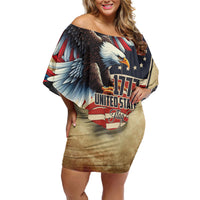 United States Flag Day Eagle 1777 Off Shoulder Short Dress Patriotic American Flag