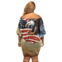 United States Flag Day Eagle 1777 Off Shoulder Short Dress Patriotic American Flag