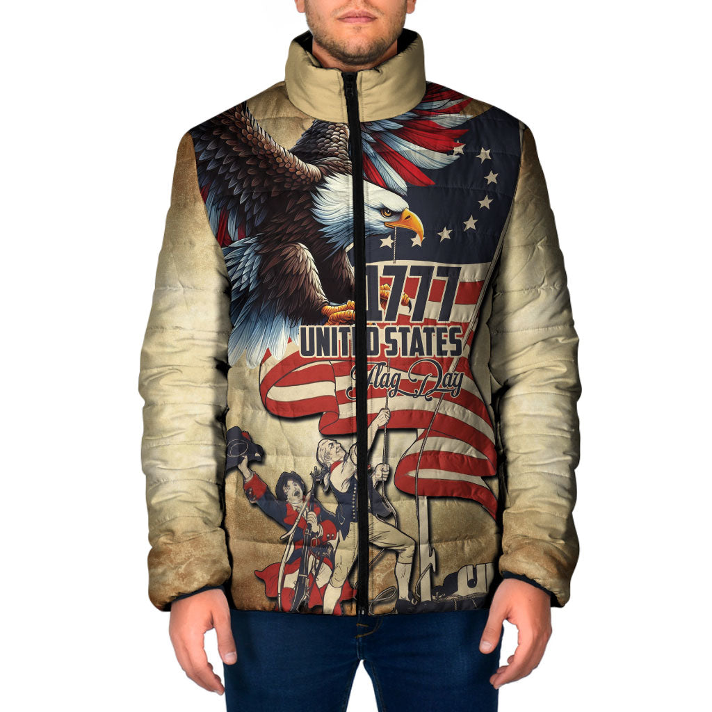 United States Flag Day Eagle 1777 Padded Jacket Patriotic American Flag