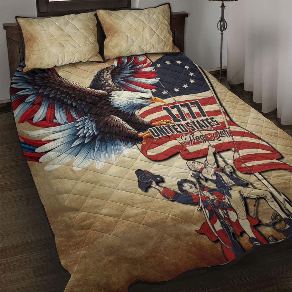 United States Flag Day Eagle 1777 Quilt Bed Set Patriotic American Flag